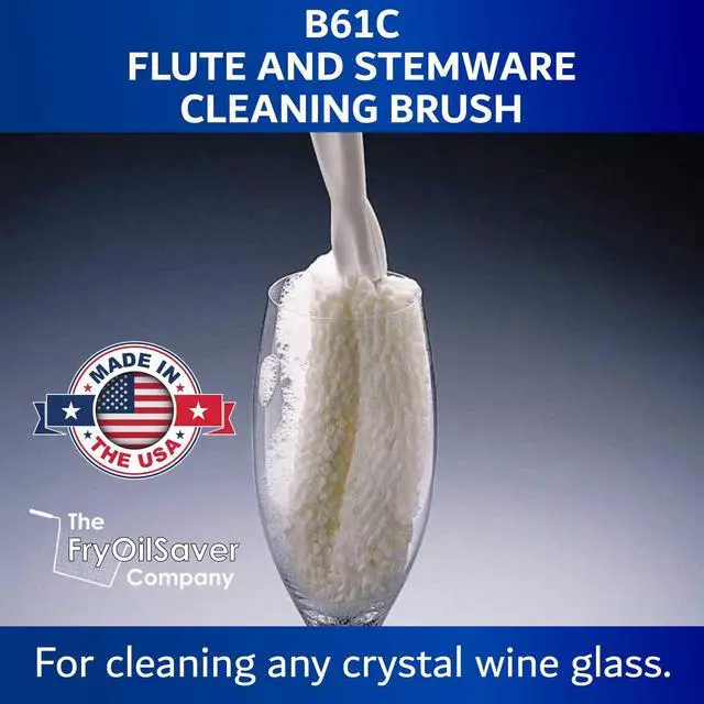 Alt view image 3 of 6 - Flute and Stemware Wine Glass Cleaning Brush - Dishwasher Safe, Non-Scratch Flute Cleaner for Crystal Glasses, Champagne Glass, Goblet, Wine Decanter - for Bar & Restaurant by FryOilSaver - B61C