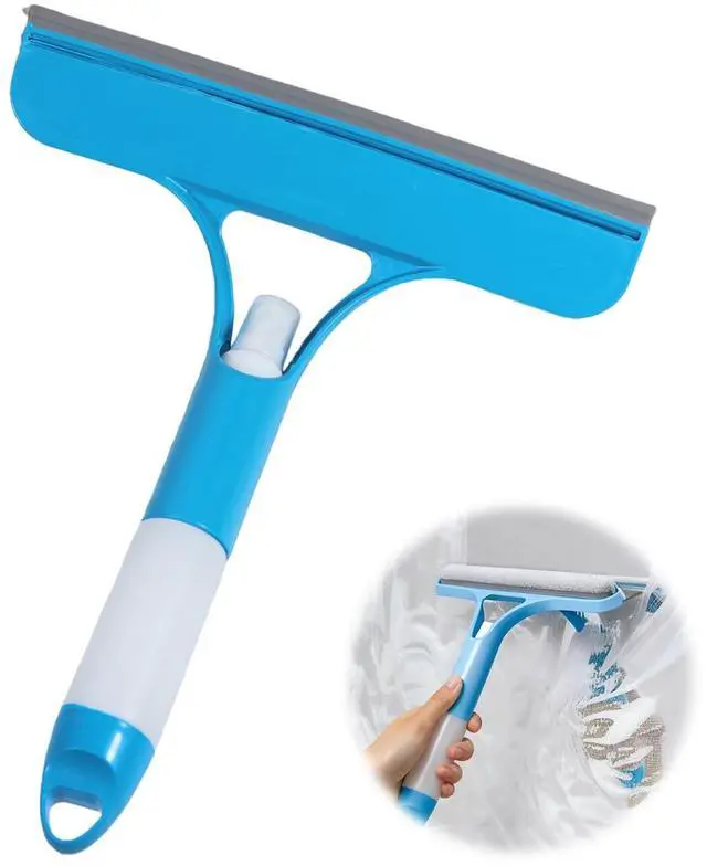 Main image of 3 in 1 Window Cleaning Scraper with Sprayer, All-Purpose Squeegee for Shower Glass, Car Windows, Mirrors & Home, Window Cleaner Tool with Built-in Spray Bottle (Blue)