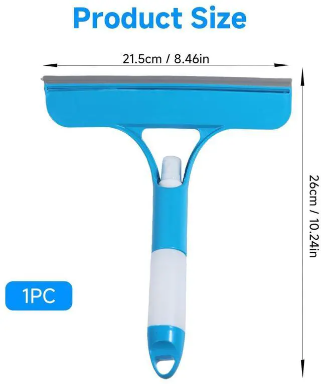 Alt view image 5 of 7 - 3 in 1 Window Cleaning Scraper with Sprayer, All-Purpose Squeegee for Shower Glass, Car Windows, Mirrors & Home, Window Cleaner Tool with Built-in Spray Bottle (Blue)