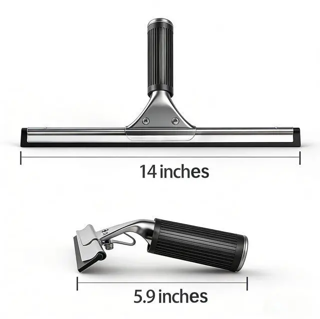 Alt view image 2 of 7 - 14-inch Squeegee for Shower Glass & Window Cleaning, Professional Stainless Steel Squeegee with Durable Handle for Streak-Free Glass, Mirror, Tile & All Smooth Surfaces