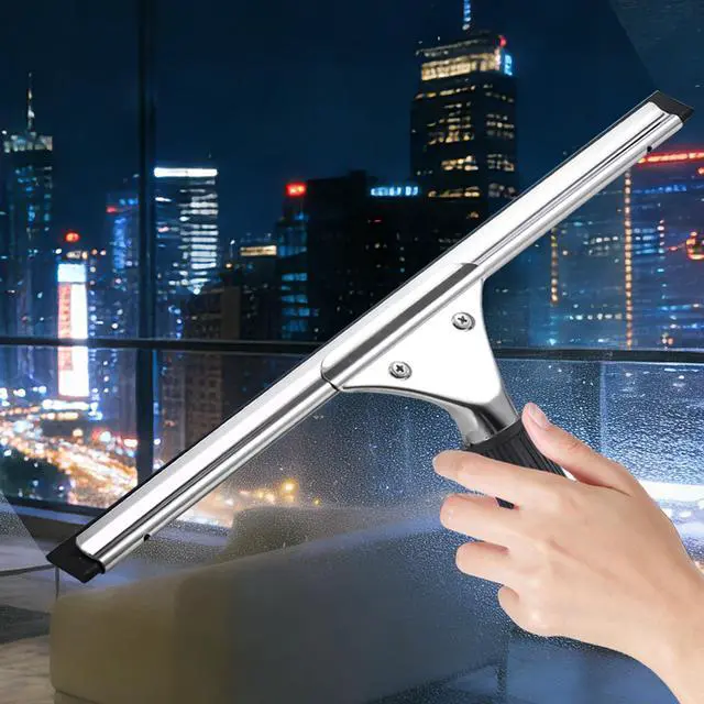Alt view image 3 of 7 - 14-inch Squeegee for Shower Glass & Window Cleaning, Professional Stainless Steel Squeegee with Durable Handle for Streak-Free Glass, Mirror, Tile & All Smooth Surfaces