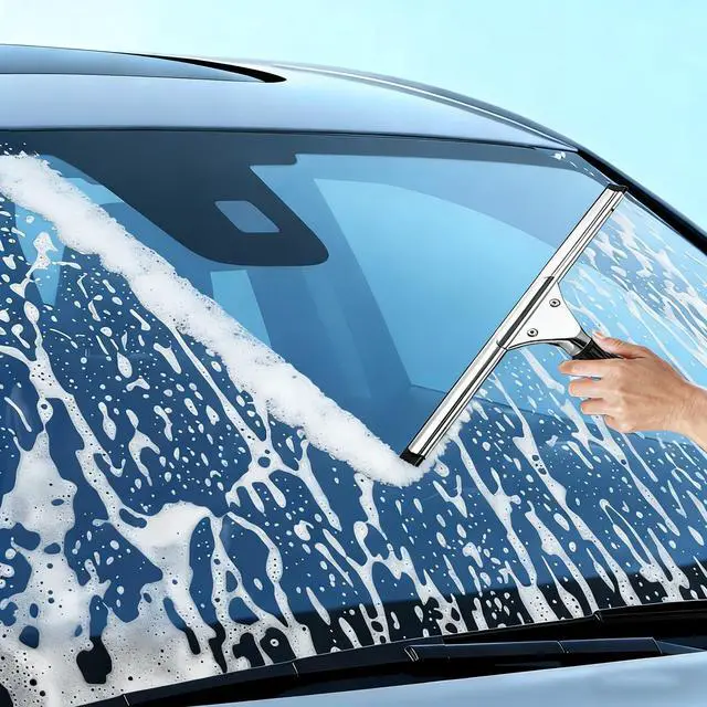 Alt view image 7 of 7 - 14-inch Squeegee for Shower Glass & Window Cleaning, Professional Stainless Steel Squeegee with Durable Handle for Streak-Free Glass, Mirror, Tile & All Smooth Surfaces