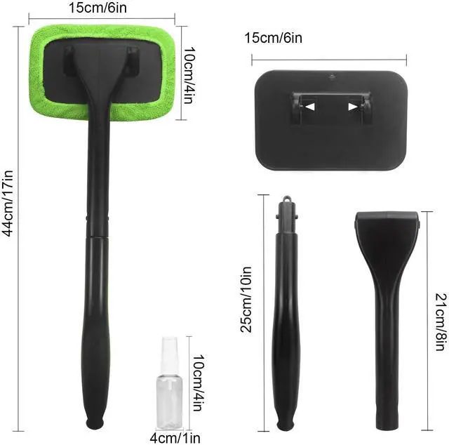 Alt view image 2 of 7 - Car Windshield Cleaning Tool, Windshield Cleaner with 4 Washable and Reusable Microfiber Pads and Extendable Handle, for Auto Glass Wiper