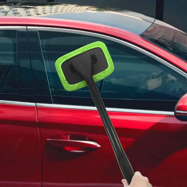 Alt view image 7 of 7 - Car Windshield Cleaning Tool, Windshield Cleaner with 4 Washable and Reusable Microfiber Pads and Extendable Handle, for Auto Glass Wiper