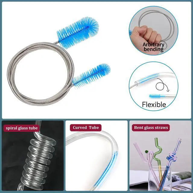 Alt view image 4 of 6 - Set of 12 Tube Pipe Cleaners Kit - for Cleaning Narrow Neck Bottle, Curved Glass Tube, Hard-to-Reach Crevices,17 Long Handle Brush,8.2 Multi-Diameters Brushes,35 Flexible Dual-Head Cleaner