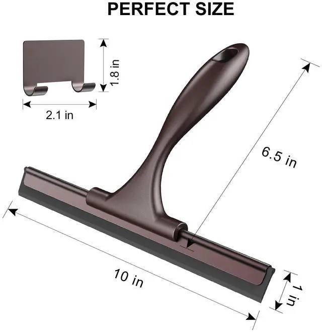 Alt view image 2 of 7 - Squeegee for Shower Glass Door Stainless Steel Shower Squeegee for Glass Doors All-Purpose Window Squeegee for Car Windshield Cleaning 10 Inches,Bronze