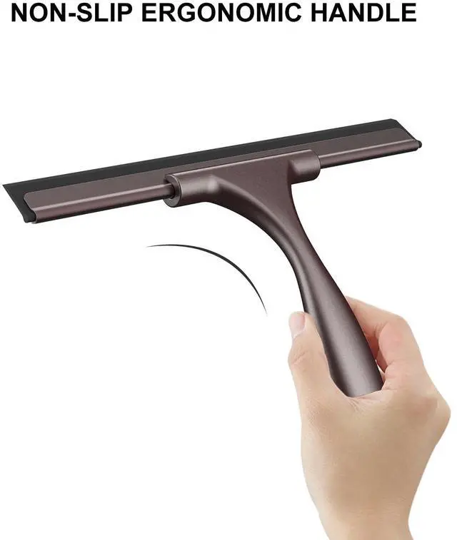 Alt view image 3 of 7 - Squeegee for Shower Glass Door Stainless Steel Shower Squeegee for Glass Doors All-Purpose Window Squeegee for Car Windshield Cleaning 10 Inches,Bronze