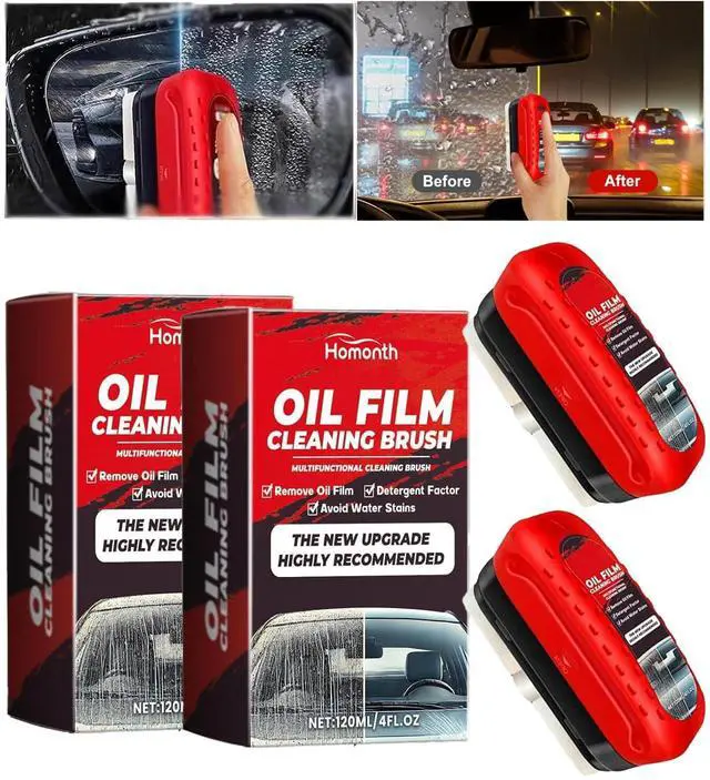 Main image of 2 Pack Automotive Oil Film Cleaning Brush for Windshield, Car Glass Oil Film Remover with Hydrophobic Coating, Rain Repellent Windshield Cleaner Tool Improves Driving Visibility