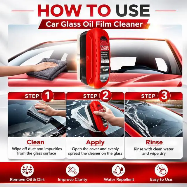 Alt view image 4 of 7 - 2 Pack Automotive Oil Film Cleaning Brush for Windshield, Car Glass Oil Film Remover with Hydrophobic Coating, Rain Repellent Windshield Cleaner Tool Improves Driving Visibility