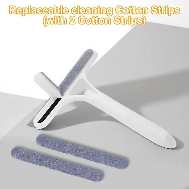 Alt view image 3 of 7 - Pro 3 in 1 Window Cleaning Scraper with 2 Replaceable Cleaning Cotton Strips, 3 in 1 Spray Squeegee, Window Squeegee, Suitable for Cleaning Bathroom Glass, Mirrors, Car Windows (Blue)