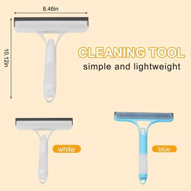 Alt view image 5 of 7 - Pro 3 in 1 Window Cleaning Scraper with 2 Replaceable Cleaning Cotton Strips, 3 in 1 Spray Squeegee, Window Squeegee, Suitable for Cleaning Bathroom Glass, Mirrors, Car Windows (Blue)