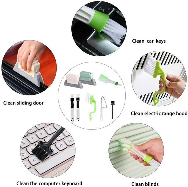 Alt view image 7 of 7 - 8 Pcs Hand-held Groove Gap Cleaning Tools,Door Window Track Cleaning Tools Groove Corner Crevice Cleaning Brushes for Sliding Door/Tile Lines/Shutter/Car Vents/Air Conditioner/Keyboard