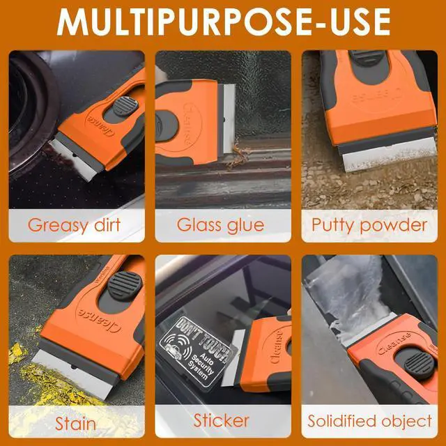 Alt view image 4 of 6 - Razor Blade Scraper with 15 Extra Blades: Multi-Surface Cleaning Tool for Glass, Ceramic Cooktops, Ovens, Glass Top Stoves and Foot - Removes Burned-On Food, Tough Stains, Dirt, Stickers, and Paint