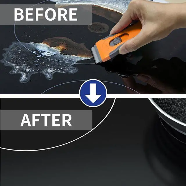 Alt view image 5 of 6 - Razor Blade Scraper with 15 Extra Blades: Multi-Surface Cleaning Tool for Glass, Ceramic Cooktops, Ovens, Glass Top Stoves and Foot - Removes Burned-On Food, Tough Stains, Dirt, Stickers, and Paint