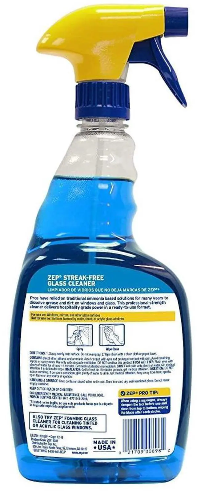 Alt view image 2 of 5 - Streak-Free Glass Cleaner 32 oz ZU112032 , Blue