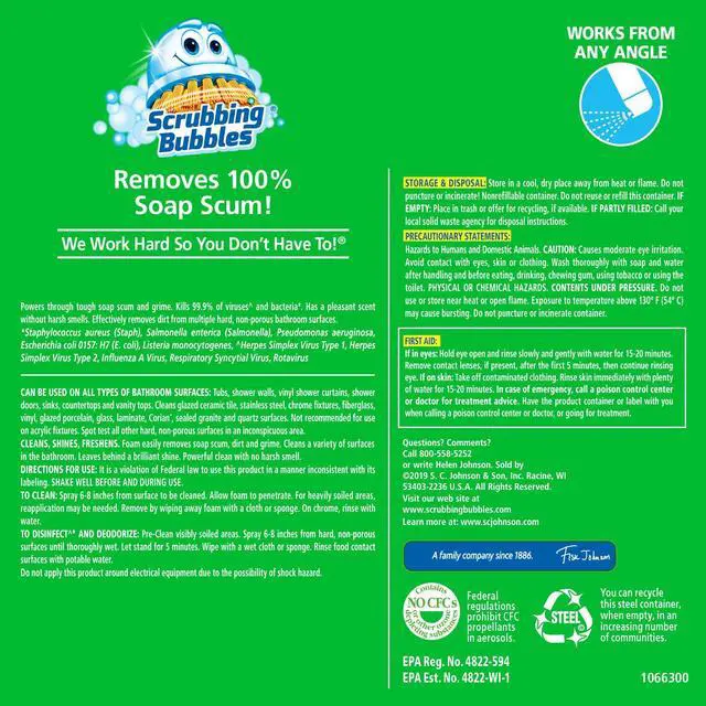 Alt view image 7 of 7 - Bathroom and Shower Cleaner Aerosol, Foaming Action Bathroom Grime Fighter, Citrus Scent, 20oz (Pack of 1)