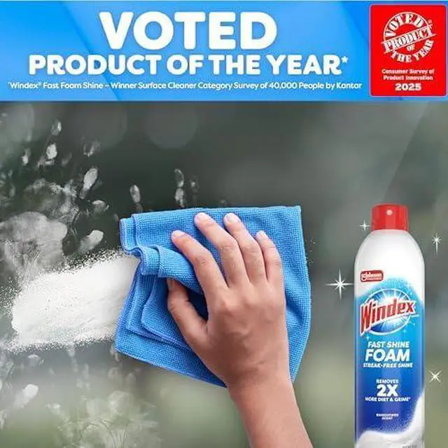 Alt view image 3 of 7 - Fast Shine Foam Glass Cleaner, No-Drip Windows, Doors, Mirrors & Countertops Aerosol Cleaning Spray, Streak-Free Shine, Removes Fingerprints, Dust, Dirt, Grime & More 19 oz (Pack of 1)