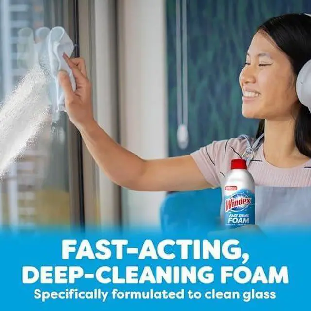 Alt view image 7 of 7 - Fast Shine Foam Glass Cleaner, No-Drip Windows, Doors, Mirrors & Countertops Aerosol Cleaning Spray, Streak-Free Shine, Removes Fingerprints, Dust, Dirt, Grime & More 19 oz (Pack of 1)