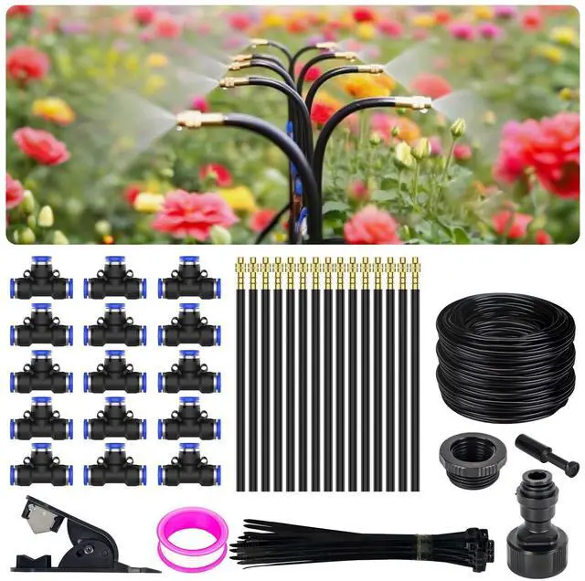 Main image of 360° Adjustable Drip Irrigation System - Garden Watering System 50FT with 15 Nozzles, Drip Irrigation Kit for Garden, Yard, Lawn, Greenhouse, Plants, 5/16 inch Hose