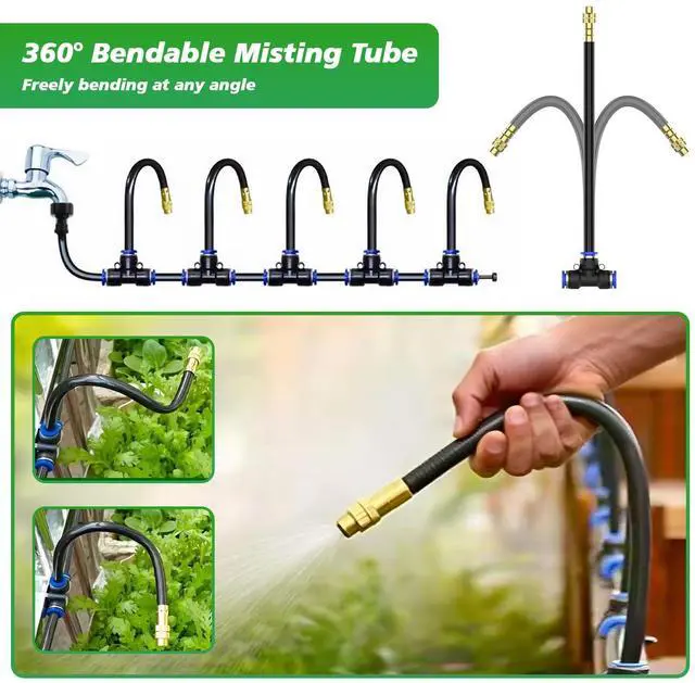 Alt view image 2 of 7 - 360° Adjustable Drip Irrigation System - Garden Watering System 50FT with 15 Nozzles, Drip Irrigation Kit for Garden, Yard, Lawn, Greenhouse, Plants, 5/16 inch Hose