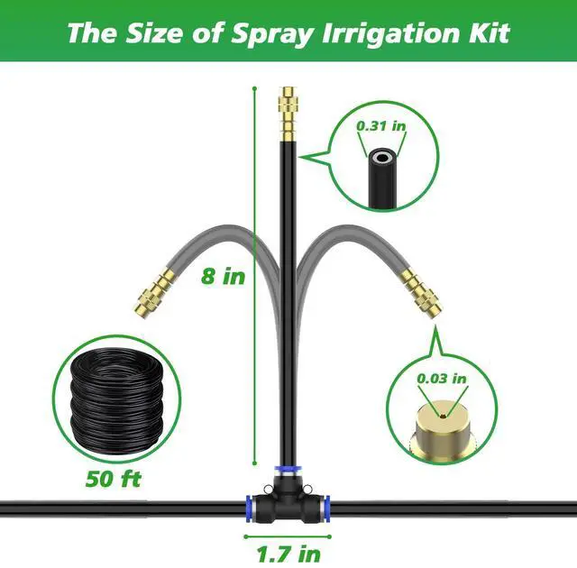 Alt view image 5 of 7 - 360° Adjustable Drip Irrigation System - Garden Watering System 50FT with 15 Nozzles, Drip Irrigation Kit for Garden, Yard, Lawn, Greenhouse, Plants, 5/16 inch Hose