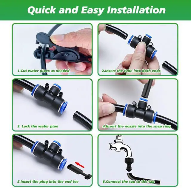 Alt view image 6 of 7 - 360° Adjustable Drip Irrigation System - Garden Watering System 50FT with 15 Nozzles, Drip Irrigation Kit for Garden, Yard, Lawn, Greenhouse, Plants, 5/16 inch Hose