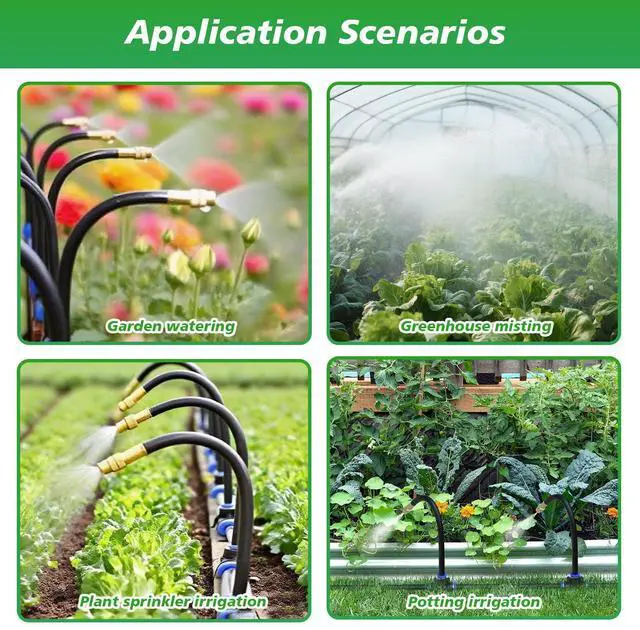 Alt view image 7 of 7 - 360° Adjustable Drip Irrigation System - Garden Watering System 50FT with 15 Nozzles, Drip Irrigation Kit for Garden, Yard, Lawn, Greenhouse, Plants, 5/16 inch Hose