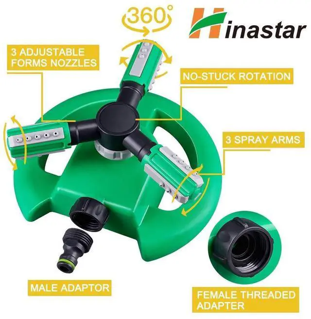 Alt view image 2 of 7 - Lawn Sprinkler, Automatic Garden Irrigation System, Upgrade 360 Degree Rotation Irrigation System, Large Area Coverage, Sprinkler for Yard, Lawn, Kids and Garden-1PackLight Green