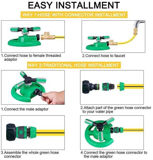 Alt view image 5 of 7 - Lawn Sprinkler, Automatic Garden Irrigation System, Upgrade 360 Degree Rotation Irrigation System, Large Area Coverage, Sprinkler for Yard, Lawn, Kids and Garden-1PackLight Green