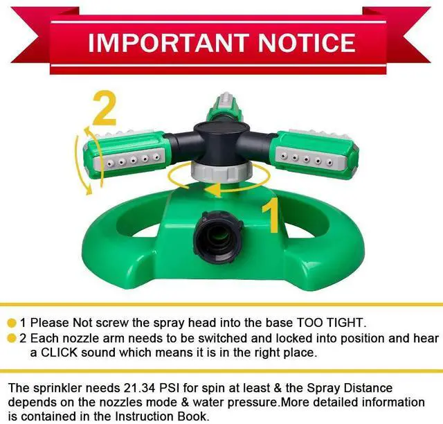 Alt view image 6 of 7 - Lawn Sprinkler, Automatic Garden Irrigation System, Upgrade 360 Degree Rotation Irrigation System, Large Area Coverage, Sprinkler for Yard, Lawn, Kids and Garden-1PackLight Green