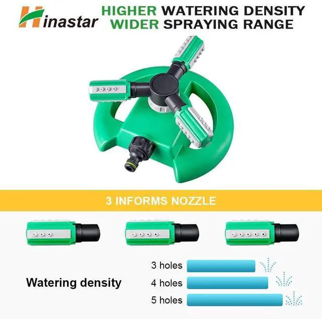 Alt view image 4 of 7 - Lawn Sprinkler, Automatic Garden Irrigation System, Upgrade 360 Degree Rotation Irrigation System, Large Area Coverage, Sprinkler for Yard, Lawn, Kids and Garden-1PackLight Green