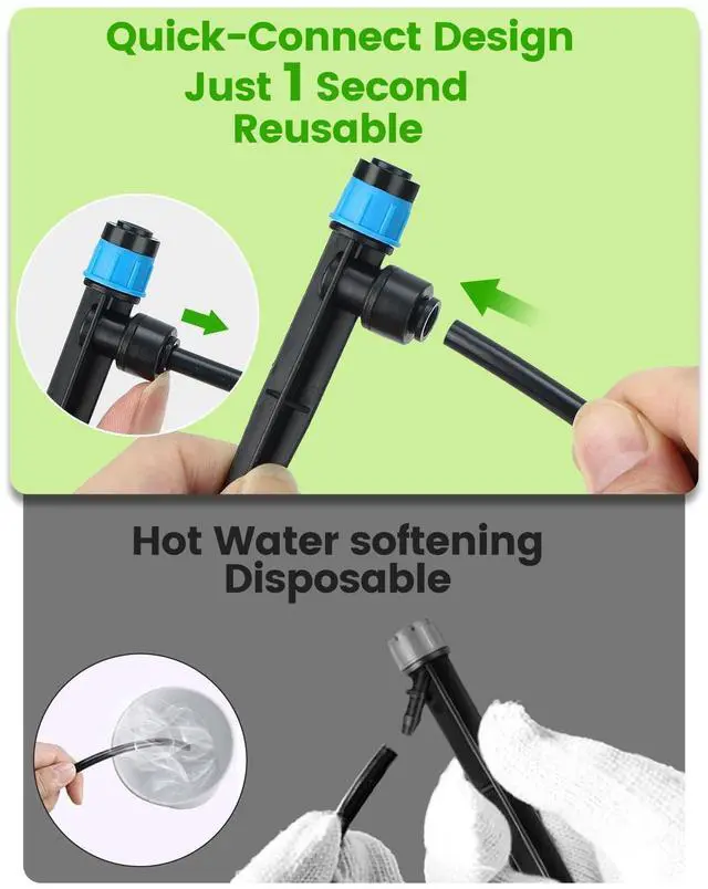 Alt view image 2 of 6 - 36Pack Drip Irrigation Parts, Quick Connect 1/4" Adjustable 360° Emitter Sprinklers with 6" Stake, Easy-Clean for Garden & Farm Irrigation Systems