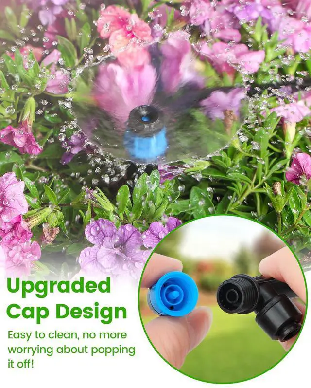 Alt view image 3 of 6 - 36Pack Drip Irrigation Parts, Quick Connect 1/4" Adjustable 360° Emitter Sprinklers with 6" Stake, Easy-Clean for Garden & Farm Irrigation Systems