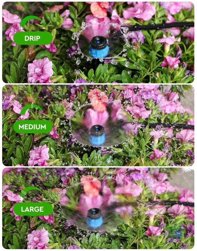 Alt view image 6 of 6 - 36Pack Drip Irrigation Parts, Quick Connect 1/4" Adjustable 360° Emitter Sprinklers with 6" Stake, Easy-Clean for Garden & Farm Irrigation Systems