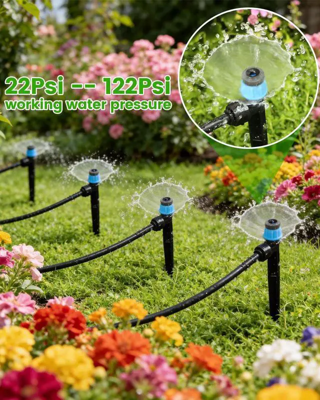 Alt view image 5 of 6 - 36Pack Drip Irrigation Parts, Quick Connect 1/4" Adjustable 360° Emitter Sprinklers with 6" Stake, Easy-Clean for Garden & Farm Irrigation Systems