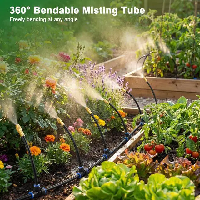 Alt view image 6 of 7 - Drip Irrigation System, 2026-Upgrade 20Ft 1/4" Garden Watering System with 5 Pcs 360° Adjustable Copper Nozzles, DIY Kit for Garden, Lawn, Greenhouse, Raised Beds & Outdoor Plants