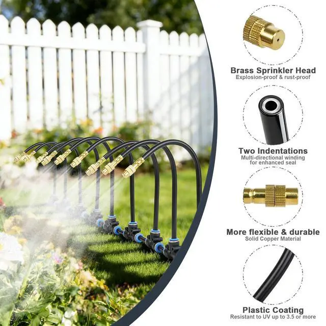 Alt view image 3 of 7 - 50ft Drip Irrigation System, Automatic Garden Watering System with 16 Adjustable Sprinkler Nozzles, Irrigation Hose Kit for Yard, Lawn, Plants, Atomizing System