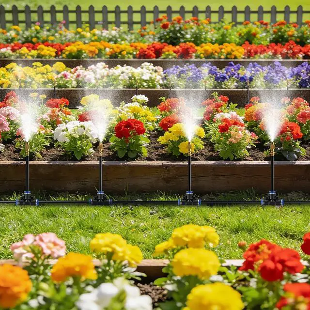 Alt view image 7 of 7 - 50ft Drip Irrigation System, Automatic Garden Watering System with 16 Adjustable Sprinkler Nozzles, Irrigation Hose Kit for Yard, Lawn, Plants, Atomizing System