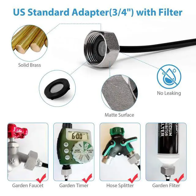 Alt view image 3 of 7 - Misting Cooling System, Outdoor Misting System for Patio, 40 FT Misting Line+10 Mist Nozzles+3/4" Brass Adapter,Outdoor Mister System for Patio Garden Trampoline Greenhouse