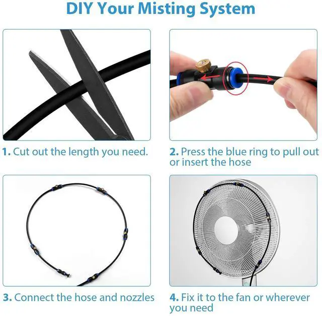 Alt view image 5 of 7 - Misting Cooling System, Outdoor Misting System for Patio, 40 FT Misting Line+10 Mist Nozzles+3/4" Brass Adapter,Outdoor Mister System for Patio Garden Trampoline Greenhouse
