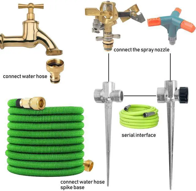 Alt view image 5 of 6 - 4 Pack 1/2 inch Zinc Alloy Lawn Sprinkler Spike Base, Water Flow Thru Sprinkler for Yard, Lawn, Garden and Grass Irrigation