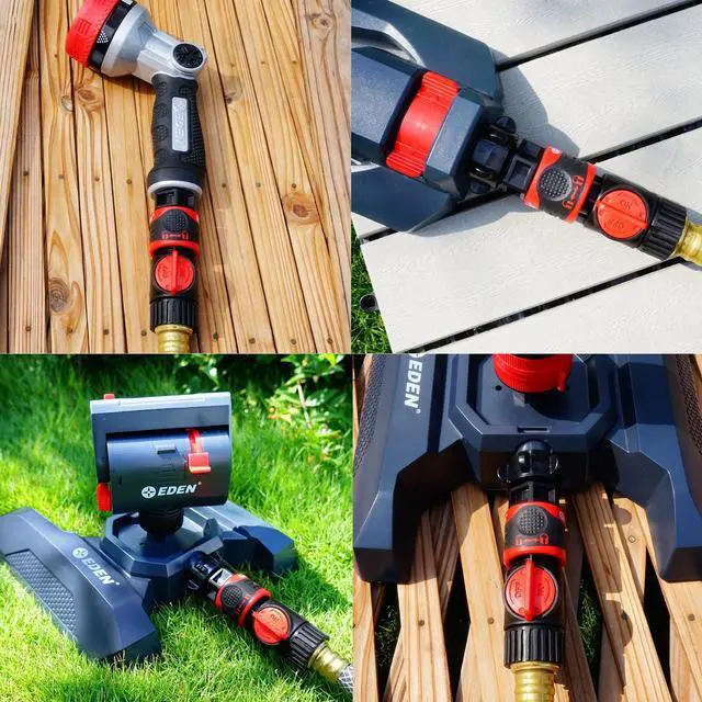 Alt view image 6 of 6 - 93218 Premium Garden Hose Quick Connect Kit | 9-Piece / 3-Pair Snap & Lock Fittings and Adapters with Water Stop, Flow Control, Secure Twist-Lock Design