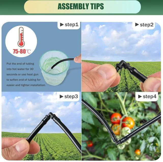 Alt view image 6 of 7 - 300Pcs Drip Irrigation Fittings Kit for 1/4" Tubing, Drip Line Connectors for Drip Systems- Drip Emitters, Nozzles, Nozzle Tees, Single barbs, 4-Way Connectors, End Plugs, Elbows, Tees, Couplings