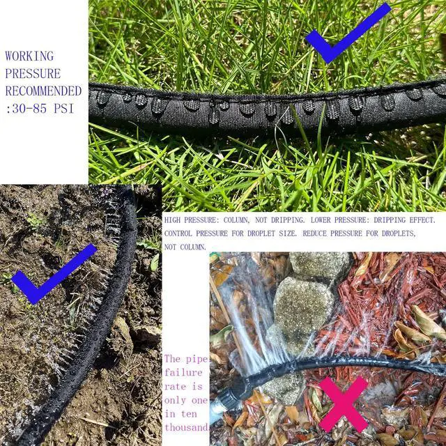 Alt view image 4 of 7 - 2025 Flat Soaker Hose 10 ft for Garden, 10' Linkable Drip Hose Diy Garden Irrigation System Saving 80% Water, Dual-layer Leak-free Design Water Hose with Holes