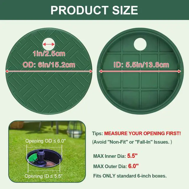Alt view image 2 of 7 - 2PCS Sprinkler Valve Box Cover, Plastic Valve Round Box Lid, ID 5.5" OD 6" Outdoor Lawn Water Sprinkler Irrigation System, Cover for Garden Park Campus Greenhouse Farm