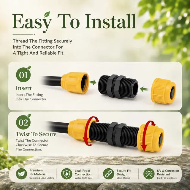 Alt view image 3 of 7 - 10 Pack Double Male Pipe Thread Head Pipe Riser, 1/2 to 1/2 Male MPT Connector Straight Thread Coupling, Sprinkler Riser Adapter for Lawn Garden Irrigation System Outdoor Watering