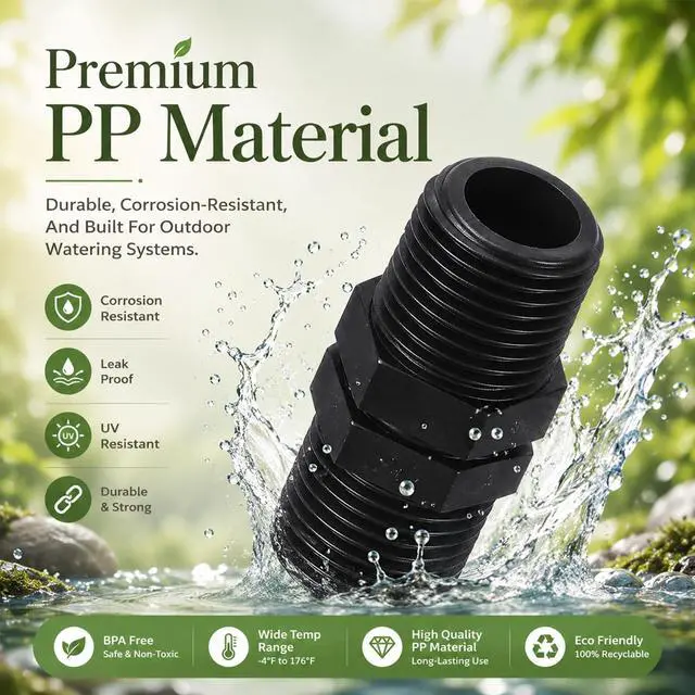 Alt view image 4 of 7 - 10 Pack Double Male Pipe Thread Head Pipe Riser, 1/2 to 1/2 Male MPT Connector Straight Thread Coupling, Sprinkler Riser Adapter for Lawn Garden Irrigation System Outdoor Watering
