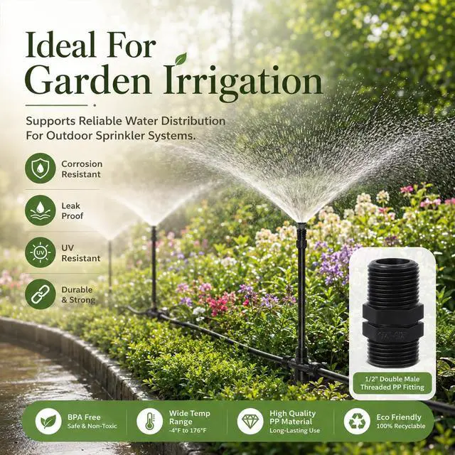 Alt view image 5 of 7 - 10 Pack Double Male Pipe Thread Head Pipe Riser, 1/2 to 1/2 Male MPT Connector Straight Thread Coupling, Sprinkler Riser Adapter for Lawn Garden Irrigation System Outdoor Watering