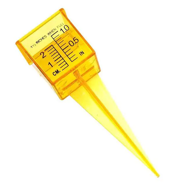 Alt view image 2 of 3 - 10 Pack 1.5" Rain/Sprinkler Gauge, Wide Mouth, Bright Yellow, Outdoor Water Measuring Tool