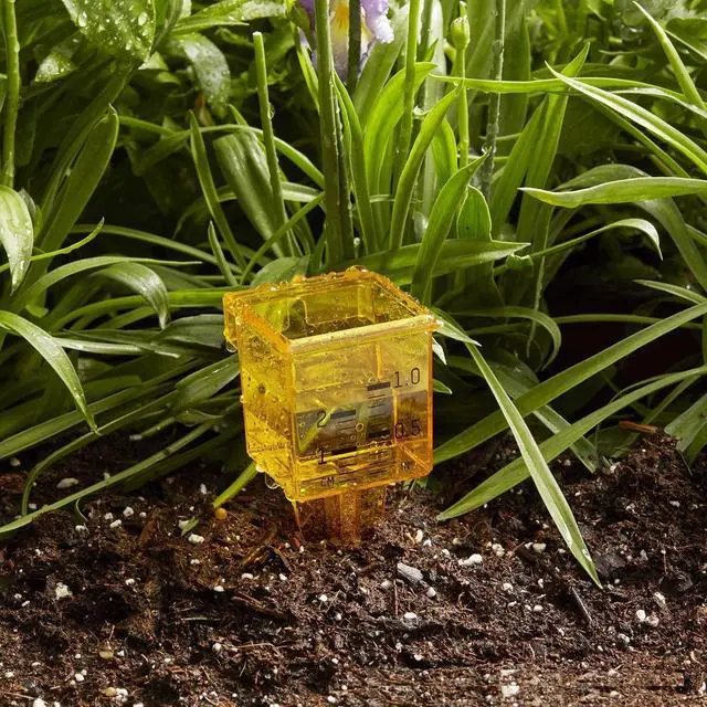 Alt view image 3 of 3 - 10 Pack 1.5" Rain/Sprinkler Gauge, Wide Mouth, Bright Yellow, Outdoor Water Measuring Tool